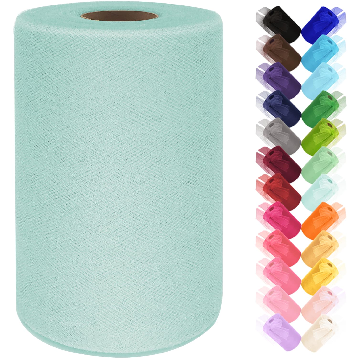 Black Tulle Fabric Roll 6 Inch by 100 Yards (300 ft) Tulle Ribbon Sheer Mesh Netting for DIY Tutu Skirt Gift Wrapping Wedding Baby Shower Birthday Halloween Party Decorations Crafts, 34 Colors (Black)
