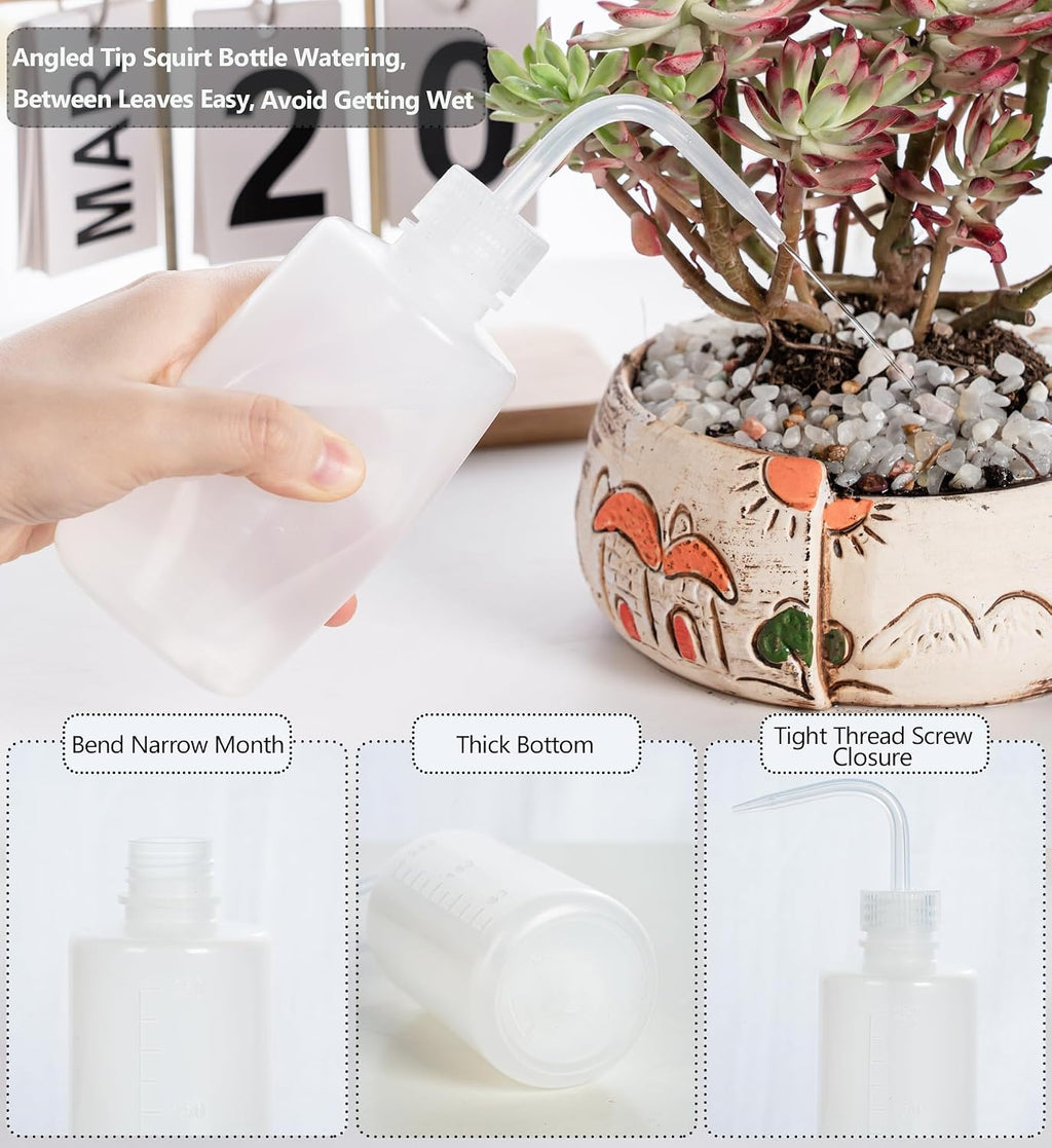 Melphoe Tattoo Wash Bottle Squeeze, 2Pcs 250ml Water Squirt Bottle Succulent Watering, Safety Rinse Watering Tools, Tattoo Supplies, Irrigation Sprinkling Can Wash Plant (Black)