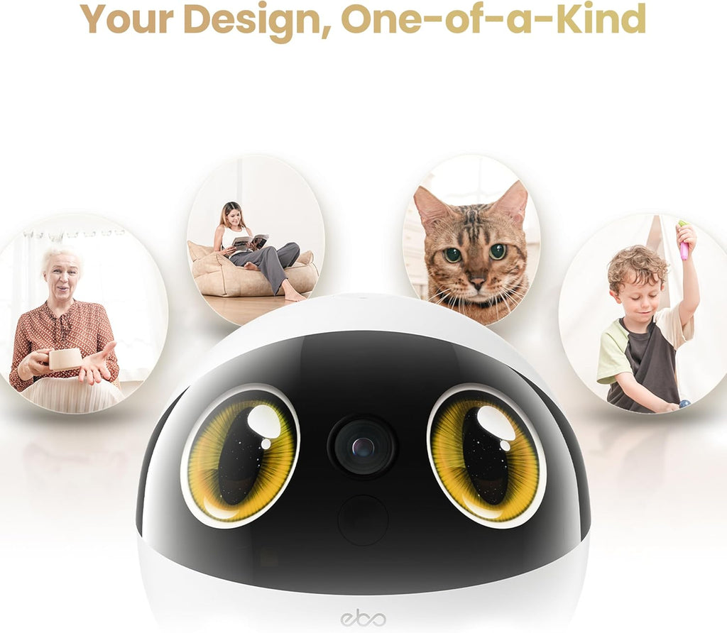 Enabot EBO Air 2S Mobile Robot Camera: 2.5K FamilyBot with Two-Way Video | Whole-Home Mobility, Custom Facial Image, Auto-Recharge, Night Vision, Long Distance Gift for Family/Pets