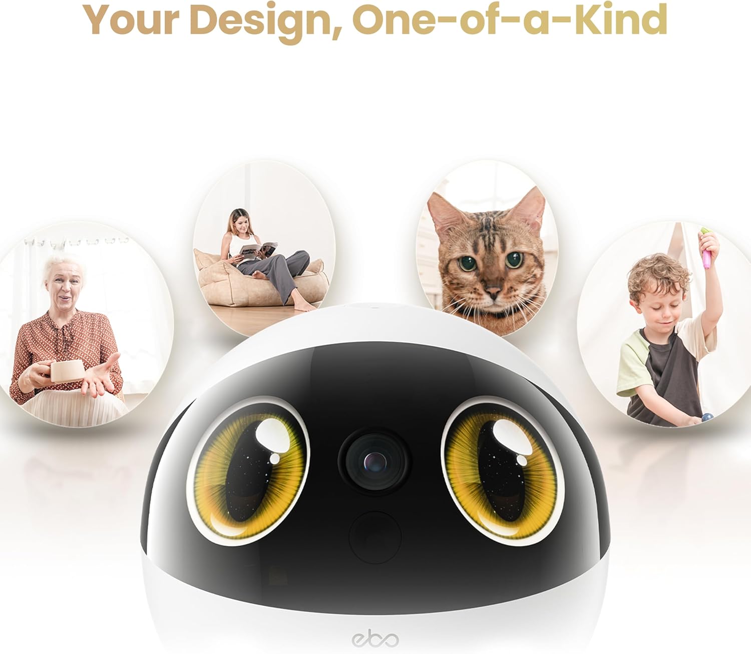 Enabot EBO Air 2S Mobile Robot Camera: 2.5K FamilyBot with Two-Way Video | Whole-Home Mobility, Custom Facial Image, Auto-Recharge, Night Vision, Long Distance Gift for Family/Pets