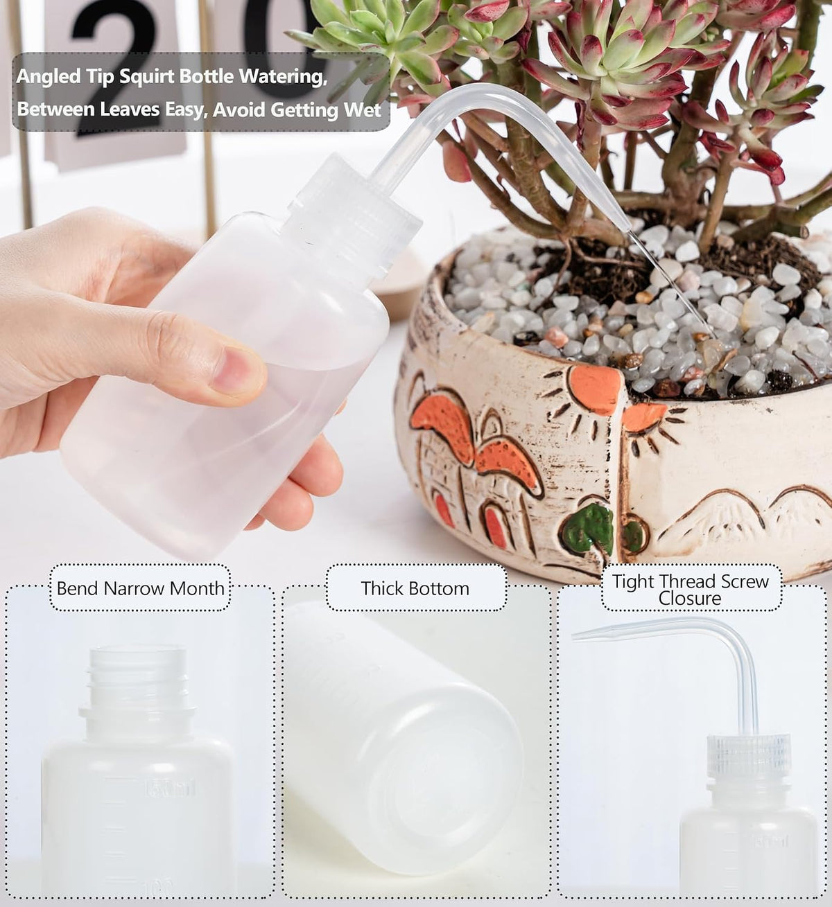 Melphoe Tattoo Wash Bottle Squeeze, 2Pcs 250ml Water Squirt Bottle Succulent Watering, Safety Rinse Watering Tools, Tattoo Supplies, Irrigation Sprinkling Can Wash Plant (Black)