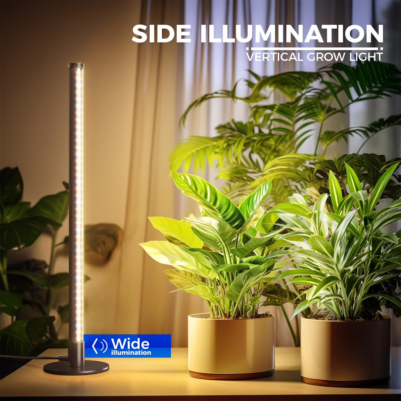 Barrina T1S Standing Grow Light for Indoor Plants with Timer, 65W 5000K High PPFD Tera Series Vertical Full Spectrum Grow Lights Adjustable Height 5FT-5.6FT, Foot Switch, Non-Glare Design, Silver