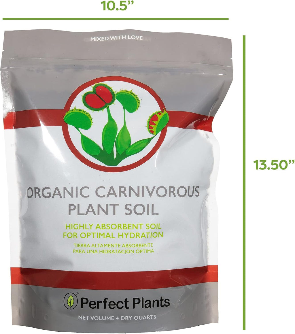 Perfect Plants Carnivorous Plant Soil, 4 qt, Venus Fly Trap Potting Mix | Organic sphagnum peat moss and perlite blend for flytraps, sundews, pitcher varieties and Nepenthes, holds ideal acidity
