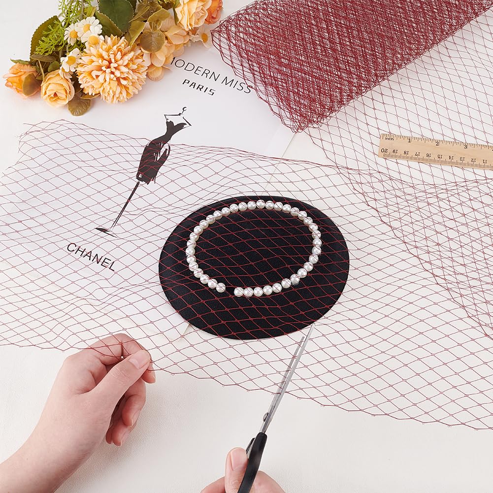BENECREAT 3.28Yards Veil Mesh Fabric 10inch Wide Net Mesh Fabric Birdcage Bridal Veil for Wedding Veil Wedding Hat Decorating