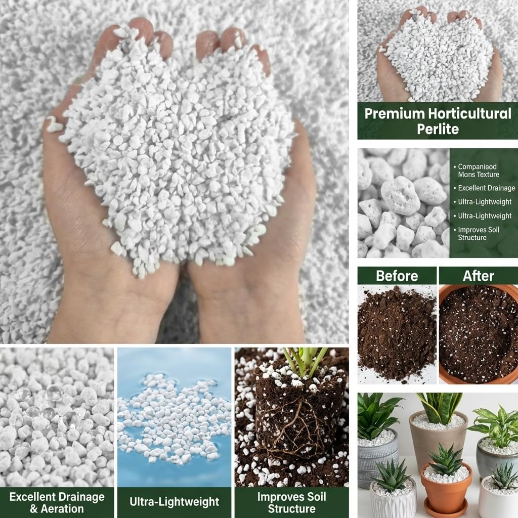 10QT Organic Perlite Horticultural Soil Amendment for Plants and Enhanced Drainage Enhanced