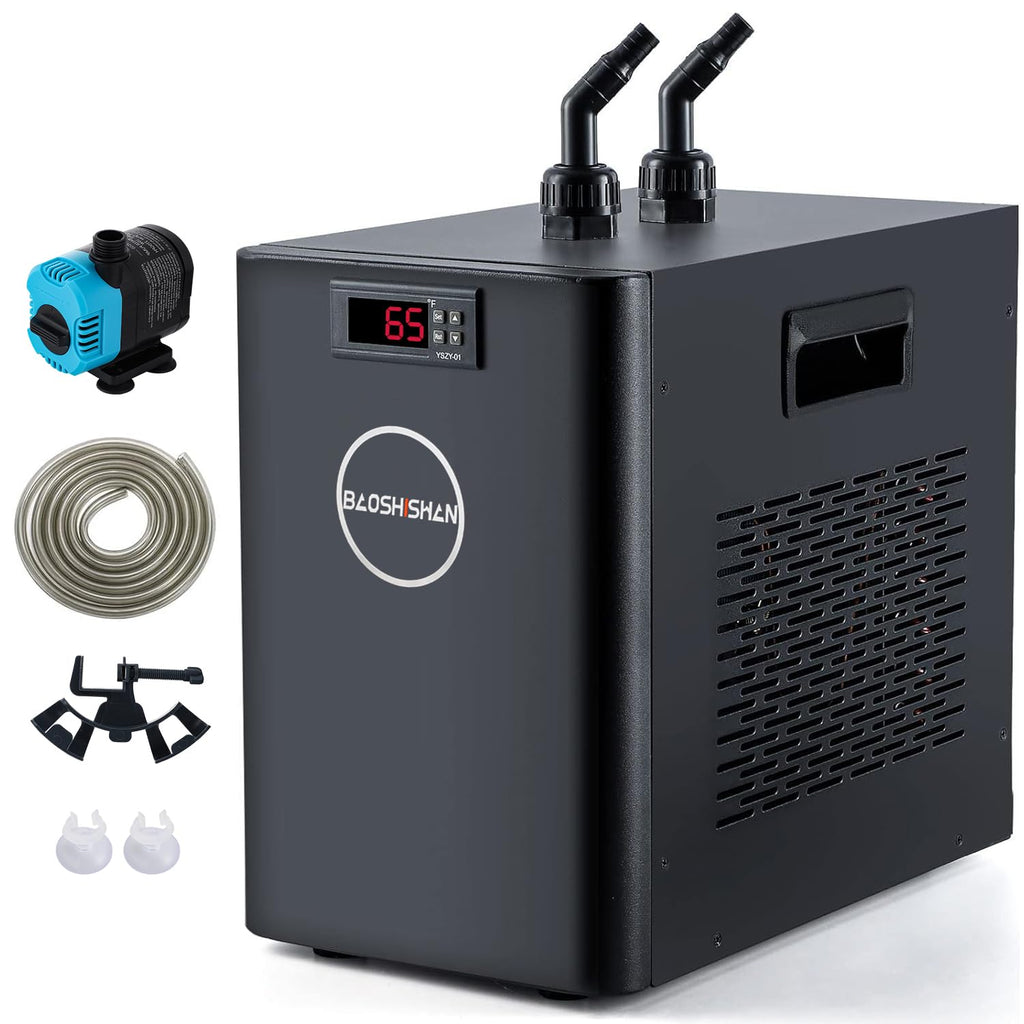 BAOSHISHAN Aquarium Chiller 42gal 1/10 HP Water Chiller for Hydroponics System with Compressor Refrigeration Special Quiet Design for Fish Tank Axolotl Coral Reef Tank 160L (160L)