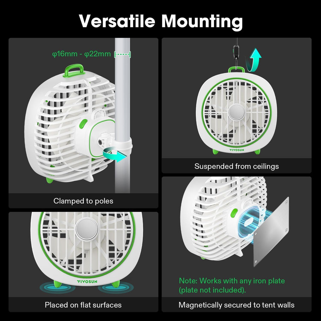 VIVOSUN AeroWave D4 Grow Tent Clip Fan with Detachable Hook, 4" Fan, 1-Pack