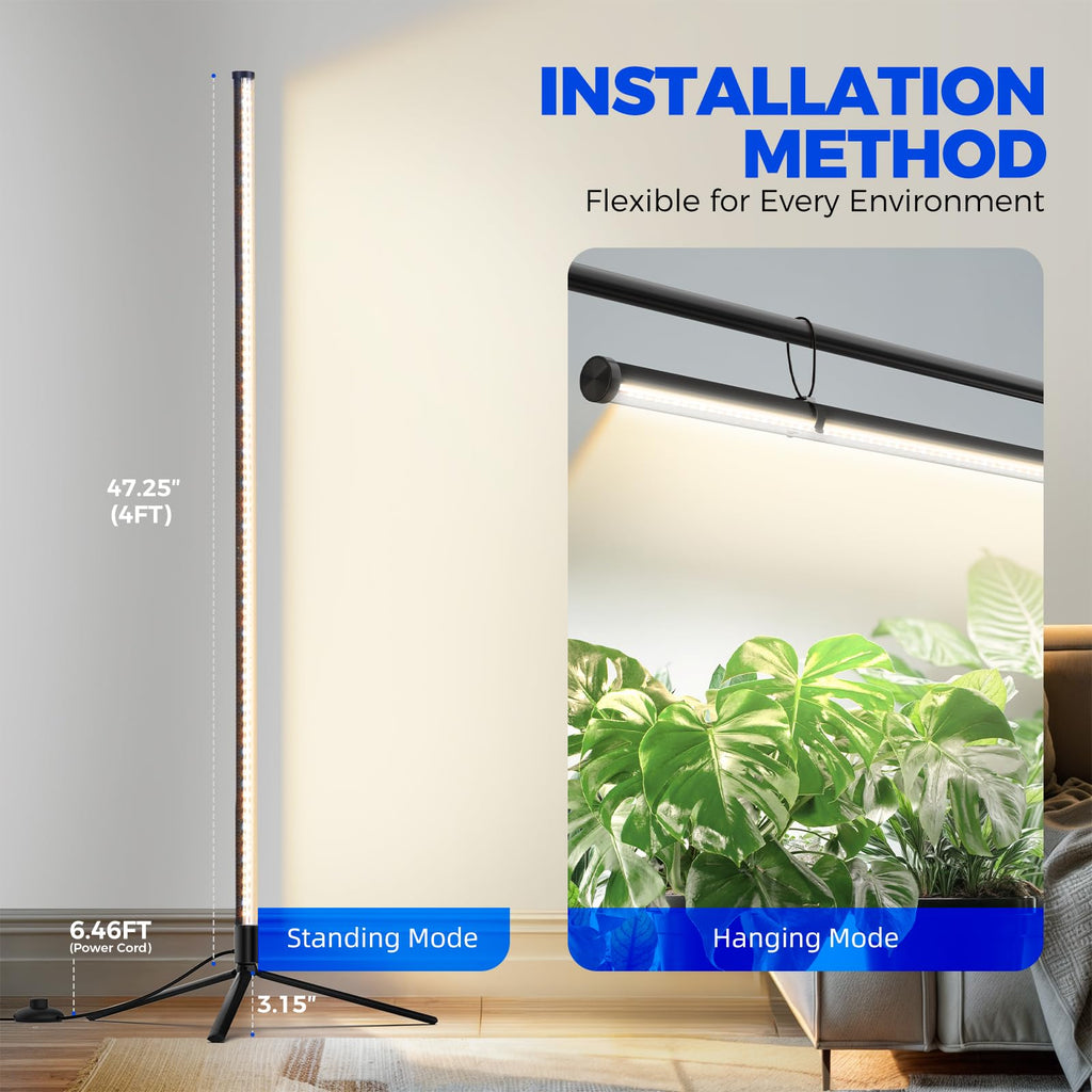 Barrina T10 Pro Standing Grow Light with Timer, 42W, 5000K, Full Spectrum Vertical Tall Grow Lights for Indoor Plants, Wide Coverage, 4FT to 5.6FT Height with Foot Switch, for Flower and Tall Plants