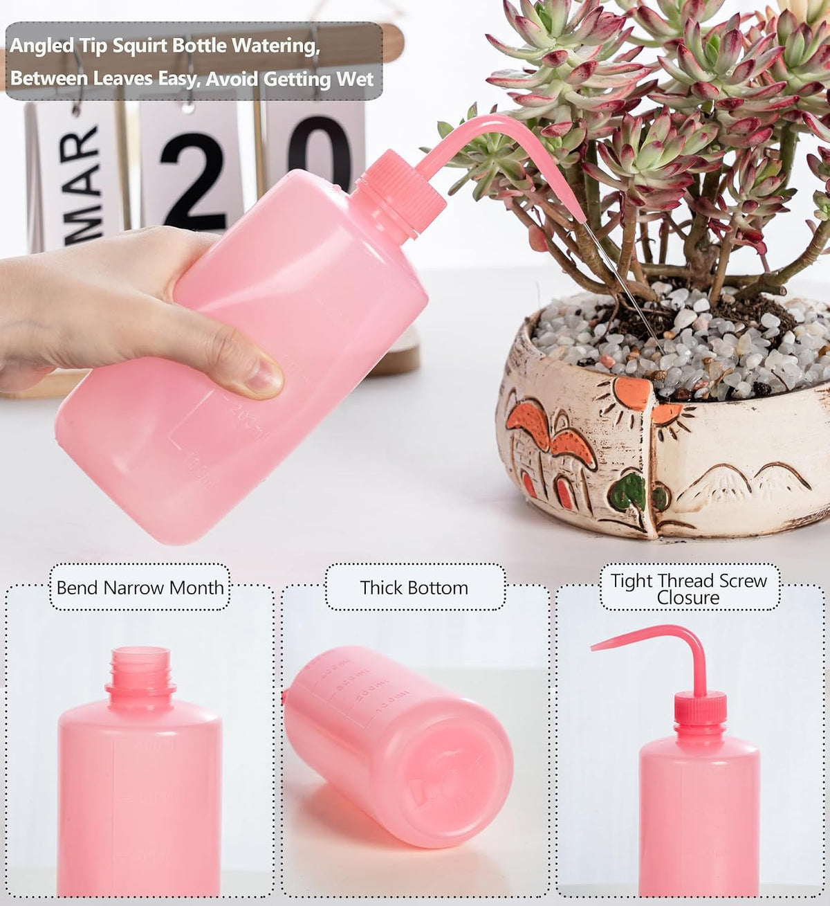 Melphoe Tattoo Wash Bottle Squeeze, 2Pcs 250ml Water Squirt Bottle Succulent Watering, Safety Rinse Watering Tools, Tattoo Supplies, Irrigation Sprinkling Can Wash Plant (Black)