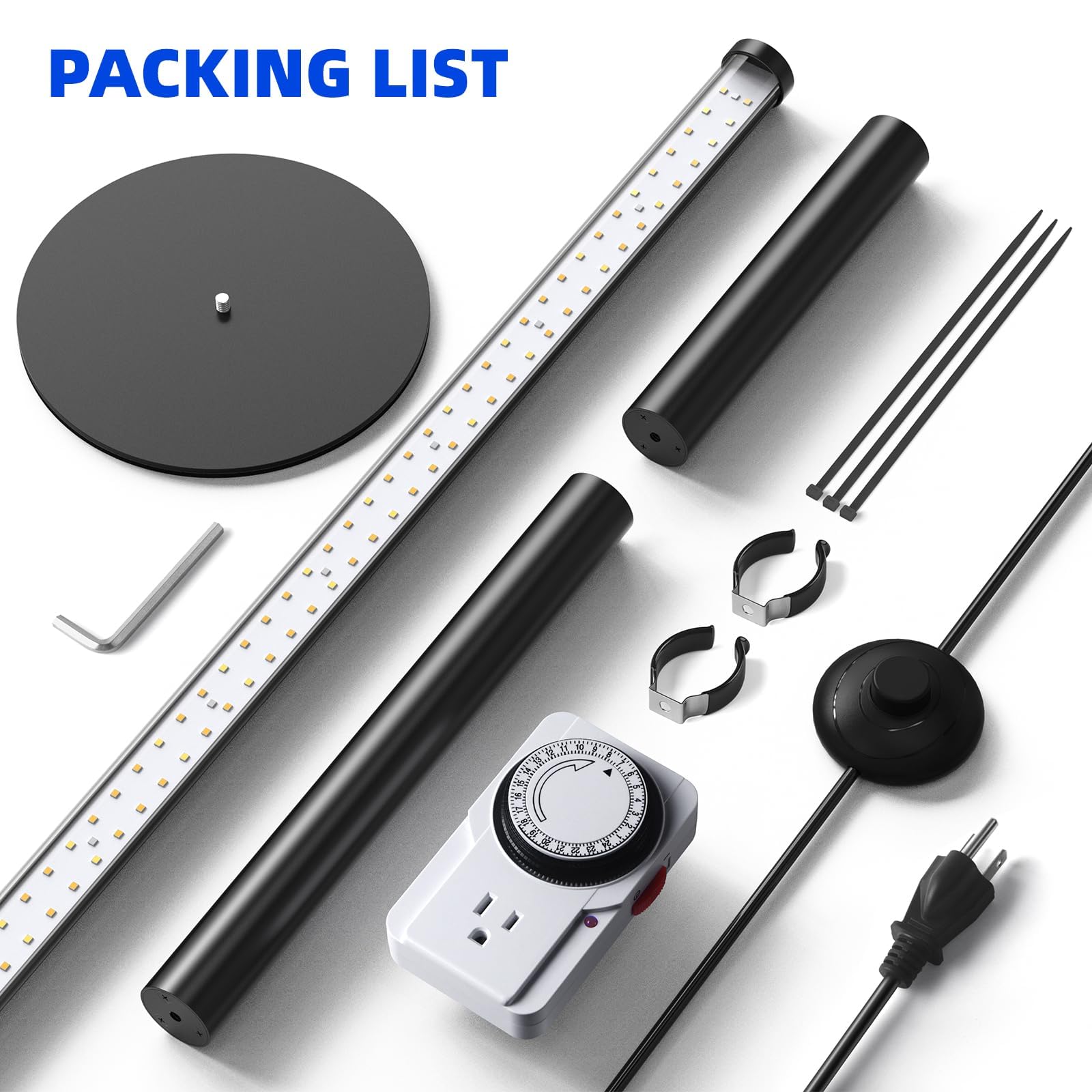 Barrina T10 Pro Standing Grow Light with Timer, 42W, 5000K, Full Spectrum Vertical Tall Grow Lights for Indoor Plants, Wide Coverage, 4FT to 5.6FT Height with Foot Switch, for Flower and Tall Plants