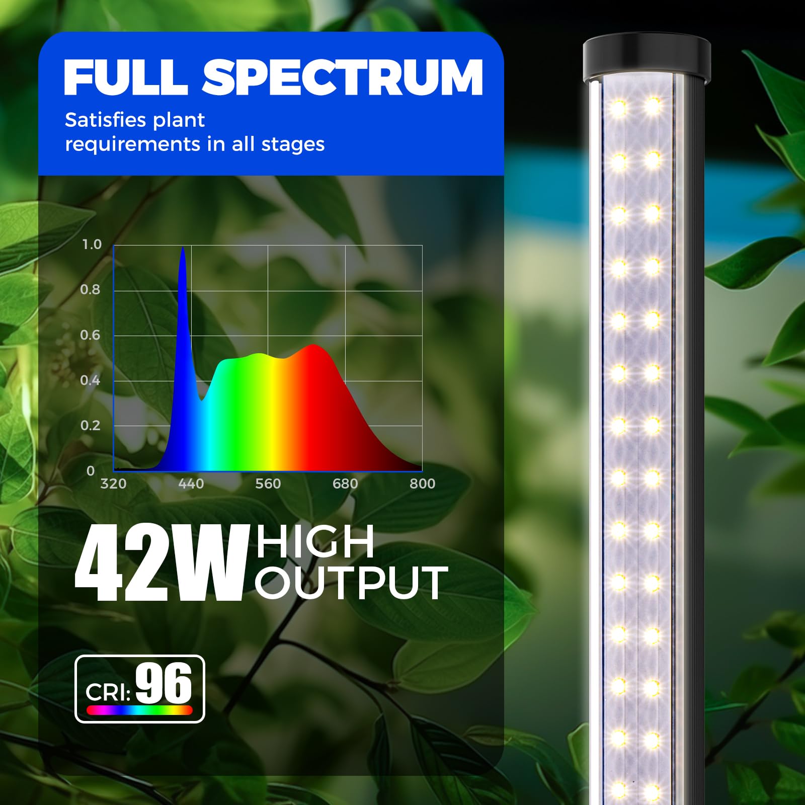 Barrina T10 Pro Standing Grow Light with Timer, 42W, 5000K, Full Spectrum Vertical Tall Grow Lights for Indoor Plants, Wide Coverage, 4FT to 5.6FT Height with Foot Switch, for Flower and Tall Plants