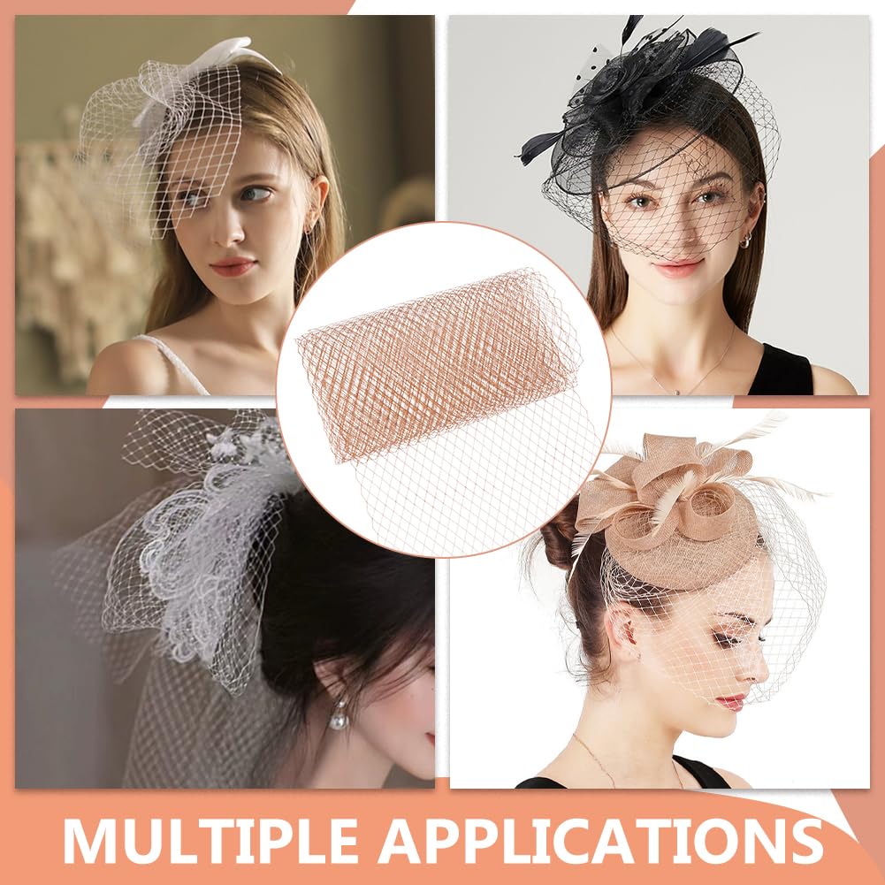 BENECREAT 3.28Yards Veil Mesh Fabric 10inch Wide Net Mesh Fabric Birdcage Bridal Veil for Wedding Veil Wedding Hat Decorating