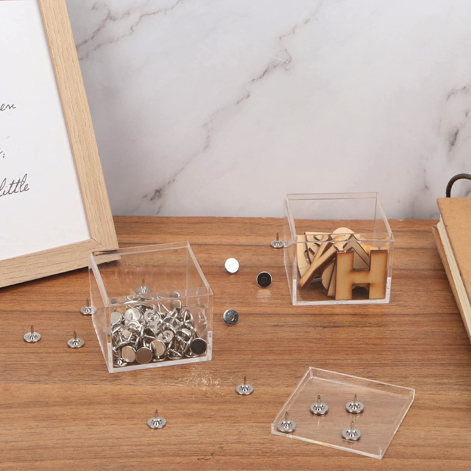 dedoot Small Acrylic Box with Lid 2.2x2.2x1.3 Inch, 4 Pack Suqare Plastic Box Acrylic Storage Cube Boxes Candy Container for Candy, Jewelry Accessories, Tiny Items