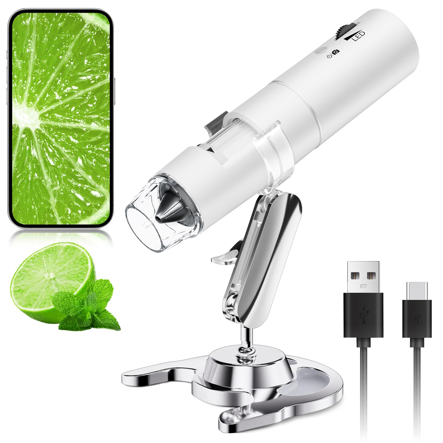Wireless Digital Microscope, Skybasic 50X-1000X Magnification WiFi Portable Handheld Microscopes with Adjustable Stand HD USB Microscope Camera Compatible with iPhone Android iPad Windows Mac Computer