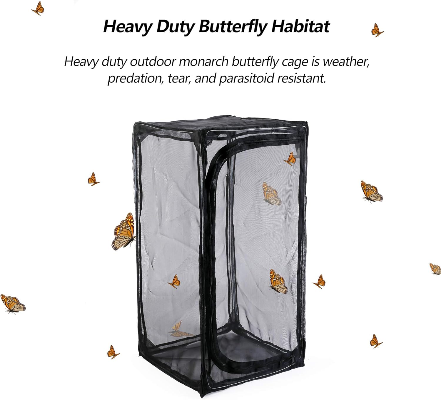 30" Heavy Duty Monarch Butterfly Habitat, Outdoor Collapsible Insect Mesh Cage Terrarium Pop-up with Zipper Protection and Unzip Bottom