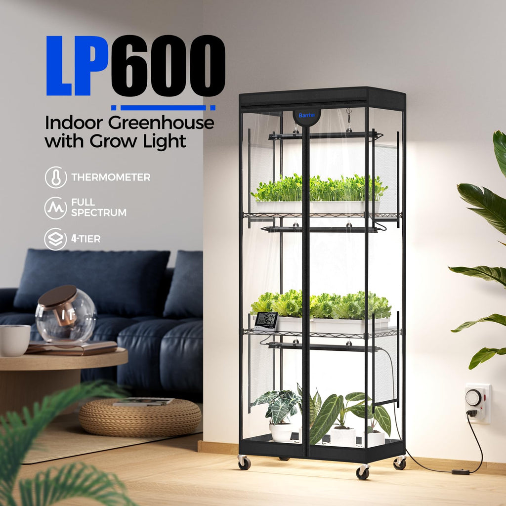 Barrina LP1200 Indoor Greenhouse with Grow Light, 4 Tier Stand with Tent