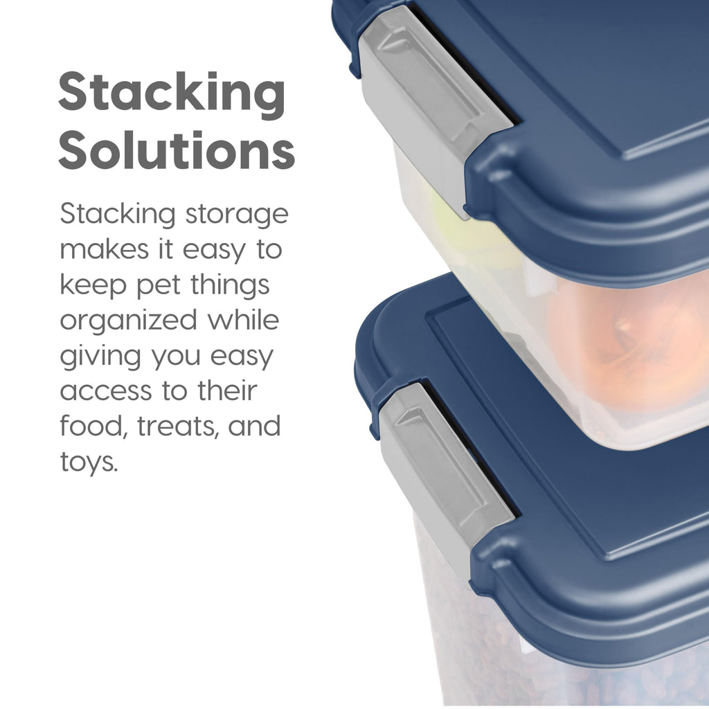 IRIS USA Storage Container, 30 lbs & 11 lbs Combo, Stackable, 2-Cup Scoop, Wheels, Easy Mobility, Gray