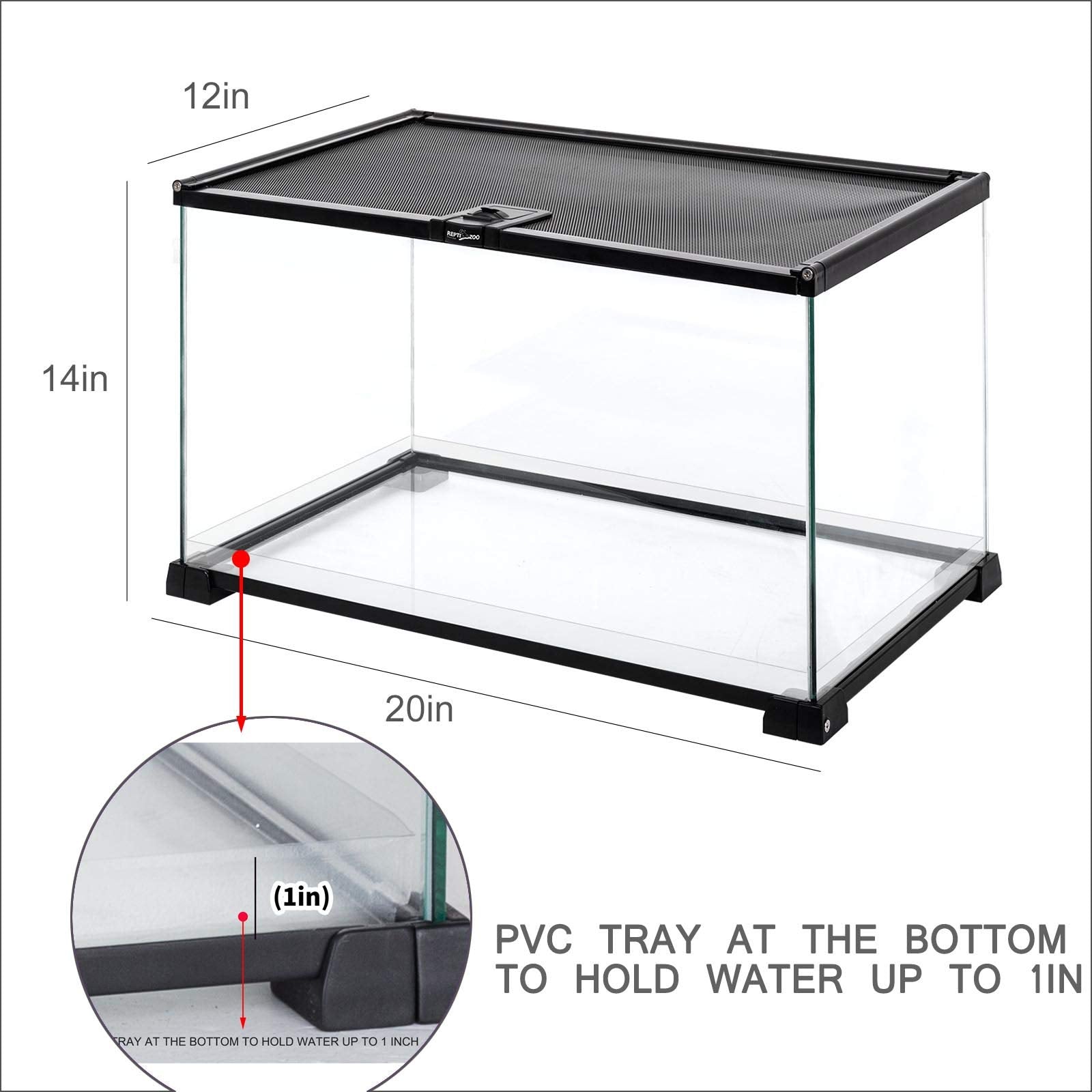 REPTIZOO Small Glass Tank 8 Gallon, Top Opening Terrarium 12" x 12" x 12" Leopard Gecko Tarantula Young Lizard Hermit Crab Frog Insects Breeding Tank