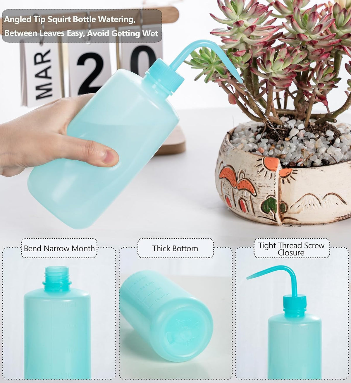 Melphoe Tattoo Wash Bottle Squeeze, 2Pcs 250ml Water Squirt Bottle Succulent Watering, Safety Rinse Watering Tools, Tattoo Supplies, Irrigation Sprinkling Can Wash Plant (Black)