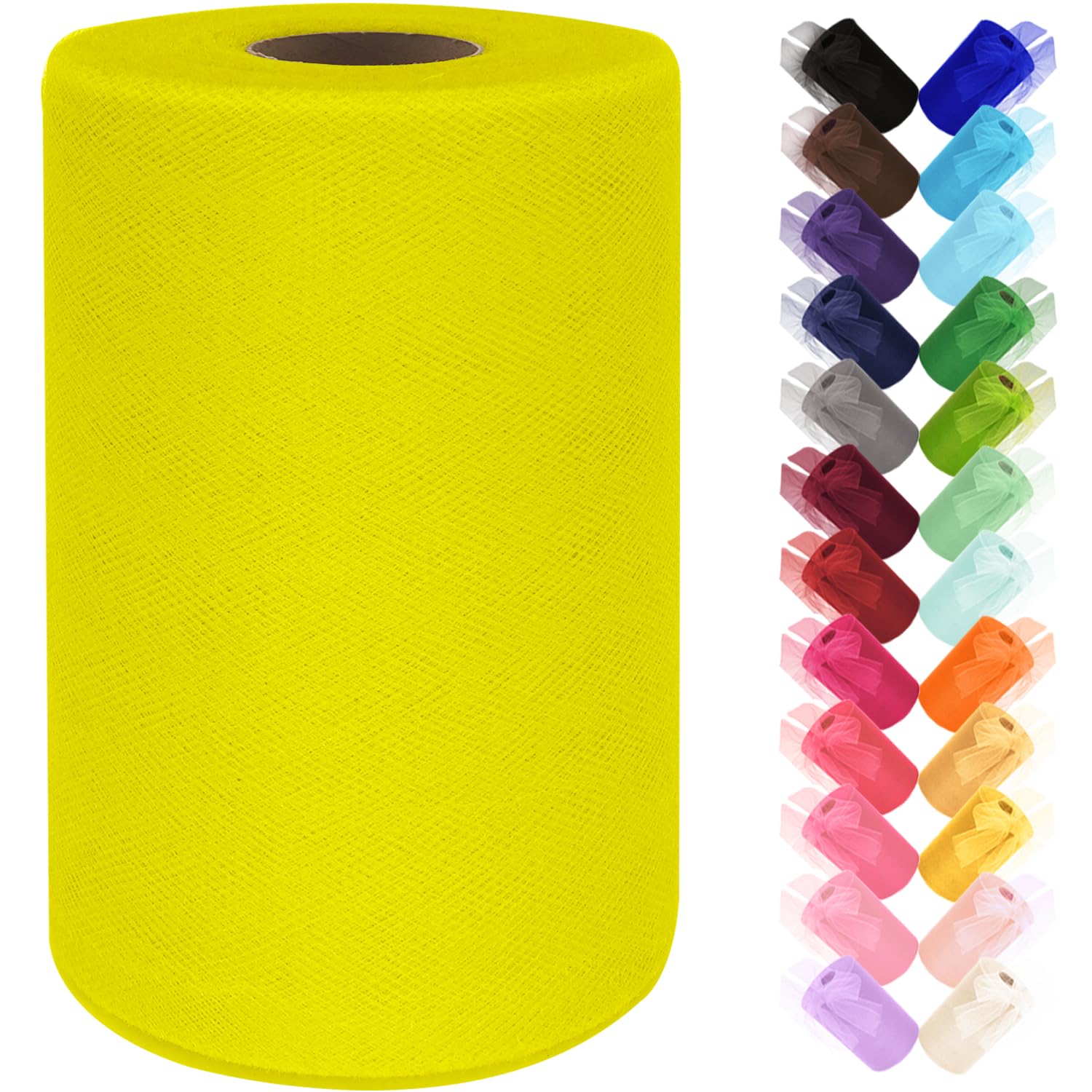 Black Tulle Fabric Roll 6 Inch by 100 Yards (300 ft) Tulle Ribbon Sheer Mesh Netting for DIY Tutu Skirt Gift Wrapping Wedding Baby Shower Birthday Halloween Party Decorations Crafts, 34 Colors (Black)