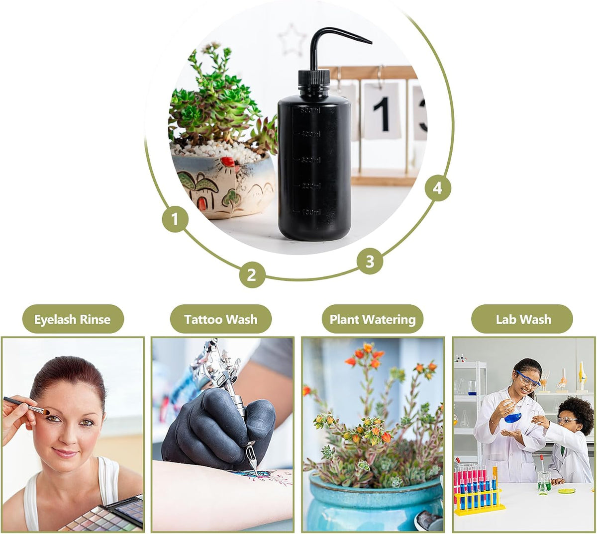 Melphoe Tattoo Wash Bottle Squeeze, 2Pcs 250ml Water Squirt Bottle Succulent Watering, Safety Rinse Watering Tools, Tattoo Supplies, Irrigation Sprinkling Can Wash Plant (Black)
