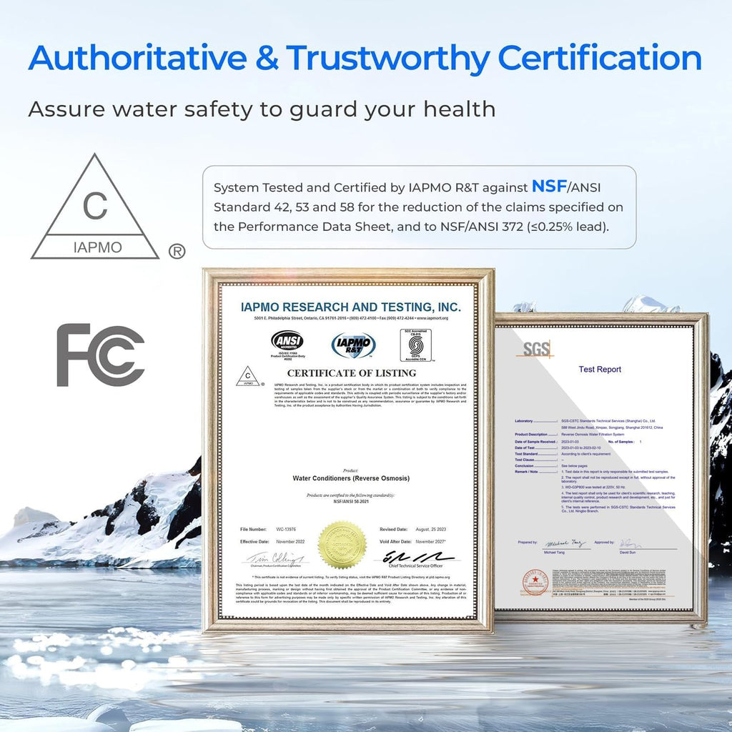 Waterdrop G3P600 Reverse Osmosis System, 8 Stage Tankless Reverse Osmosis Water Filter, NSF/ANSI 42 & 53 & 58 & 372 Certified, Under Sink RO System, 2:1 Pure to Drain, Smart LED Faucet