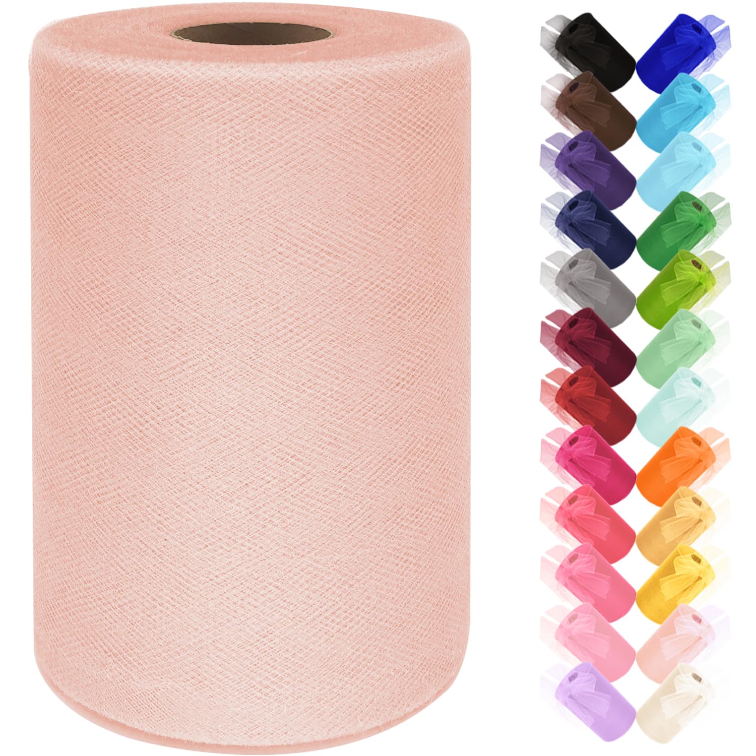 Black Tulle Fabric Roll 6 Inch by 100 Yards (300 ft) Tulle Ribbon Sheer Mesh Netting for DIY Tutu Skirt Gift Wrapping Wedding Baby Shower Birthday Halloween Party Decorations Crafts, 34 Colors (Black)