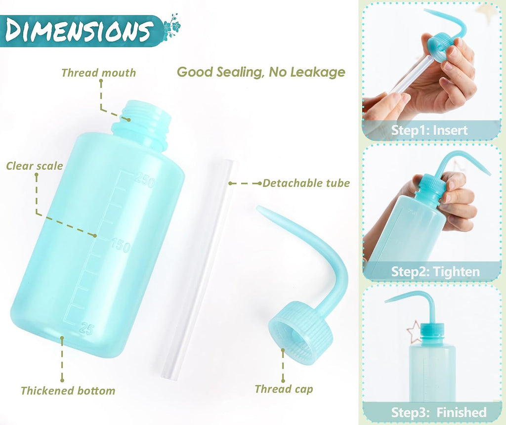 Melphoe Tattoo Wash Bottle Squeeze, 2Pcs 250ml Water Squirt Bottle Succulent Watering, Safety Rinse Watering Tools, Tattoo Supplies, Irrigation Sprinkling Can Wash Plant (Black)
