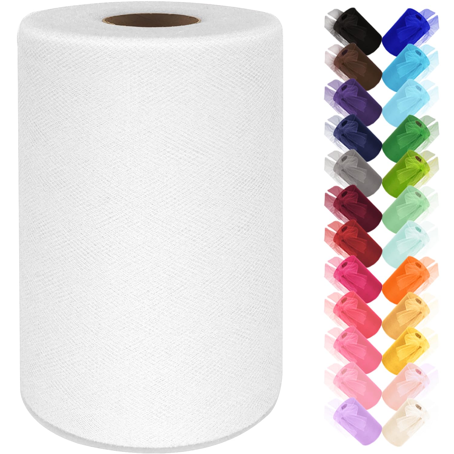 Black Tulle Fabric Roll 6 Inch by 100 Yards (300 ft) Tulle Ribbon Sheer Mesh Netting for DIY Tutu Skirt Gift Wrapping Wedding Baby Shower Birthday Halloween Party Decorations Crafts, 34 Colors (Black)