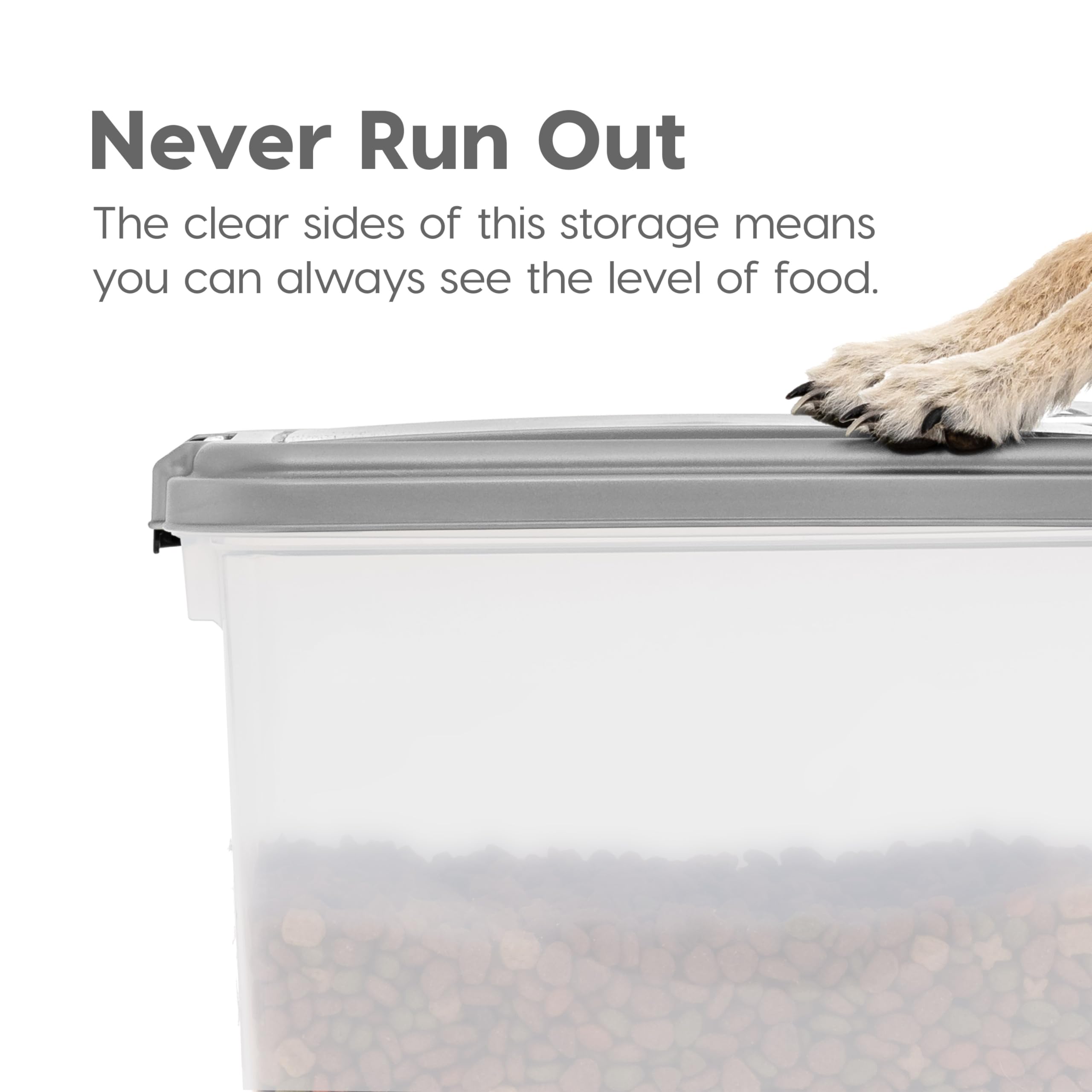IRIS USA Storage Container, 30 lbs & 11 lbs Combo, Stackable, 2-Cup Scoop, Wheels, Easy Mobility, Gray