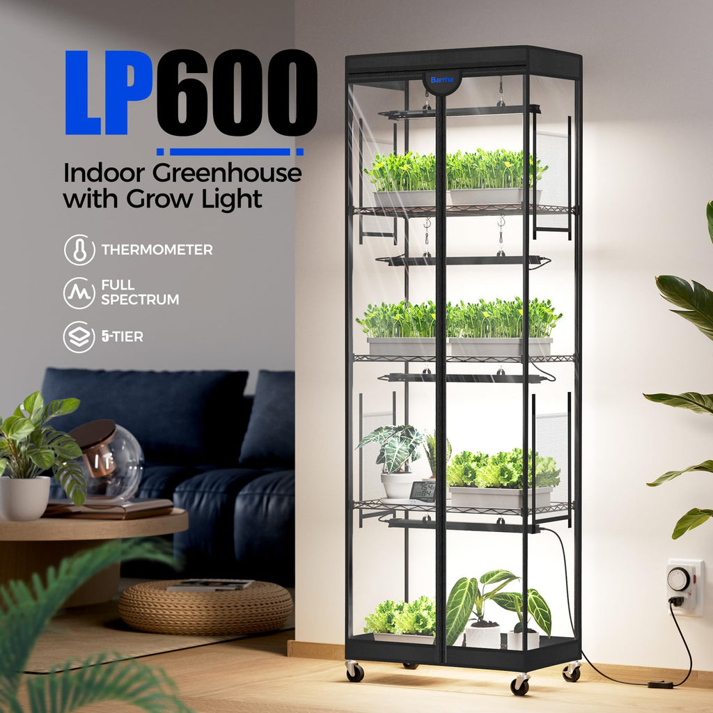 Barrina LP1200 Indoor Greenhouse with Grow Light, 4 Tier Stand with Tent
