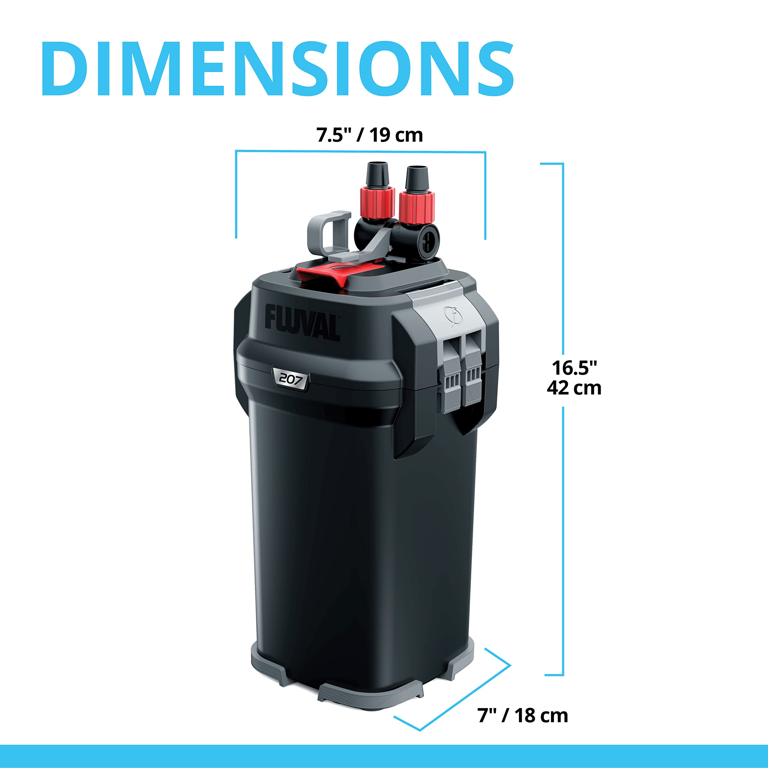 Fluval 207 Perfomance Canister Filter - for Aquariums Up to 45 Gallons - Aquarium Canister Filter