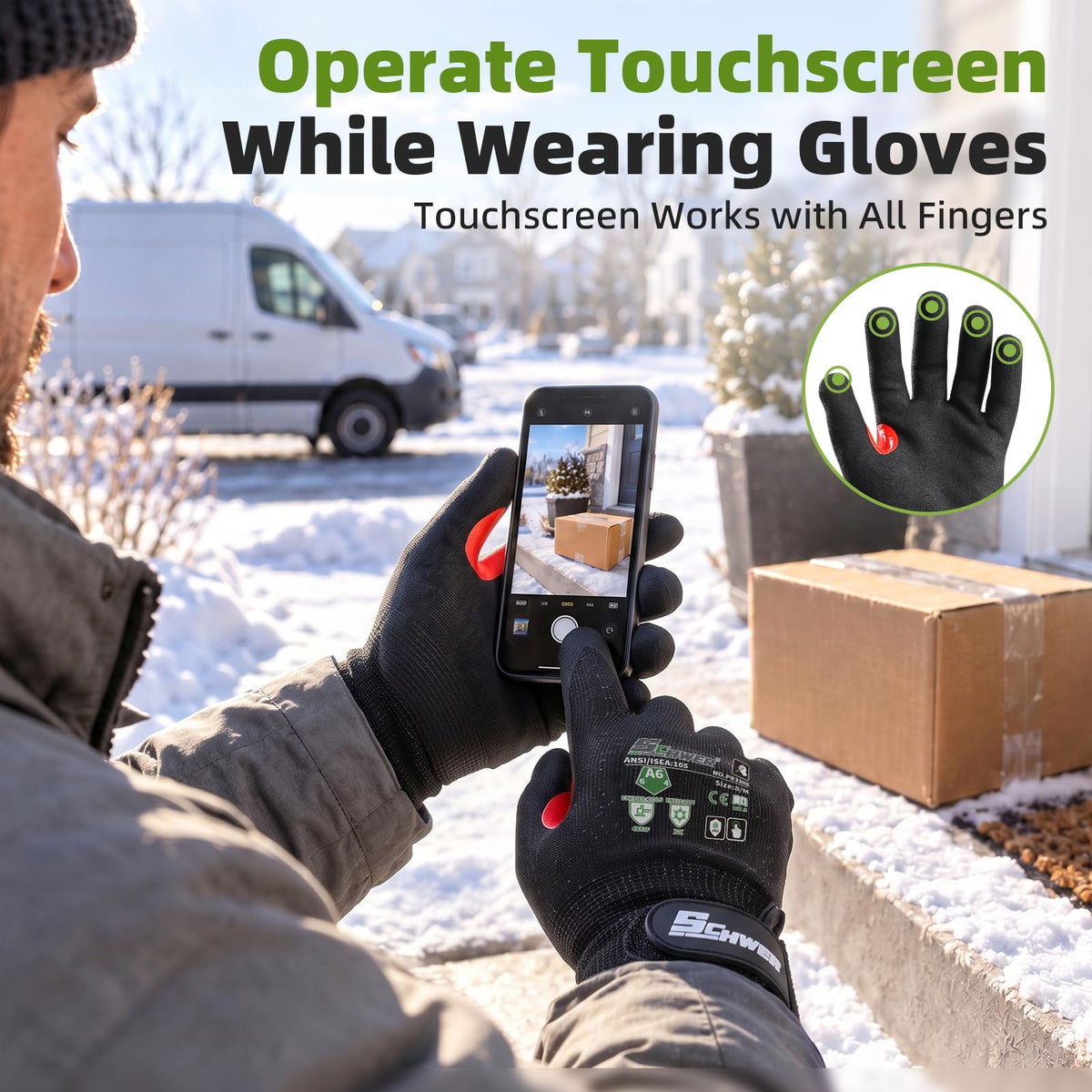 Schwer ProGuard High Level Cut Resistant Work Gloves for Extreme Protection, ANSI A9 Cut Gloves with Reinforced Thumb, Non Slip, Breathable, Durable, Touch-screen, Black 1 Pair（L 3326