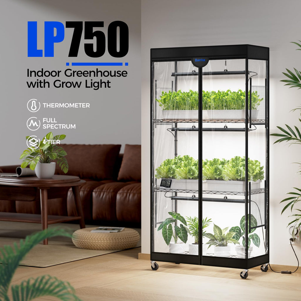 Barrina LP1200 Indoor Greenhouse with Grow Light, 4 Tier Stand with Tent