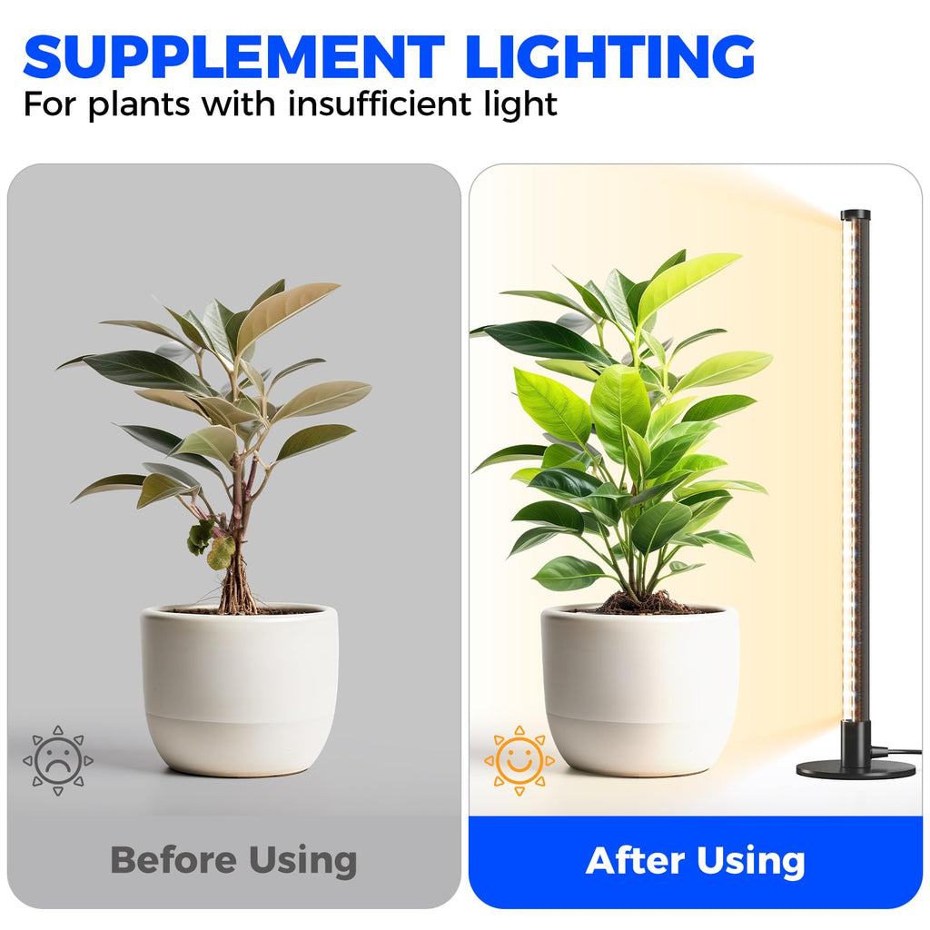 Barrina T1S Standing Grow Light for Indoor Plants with Timer, 65W 5000K High PPFD Tera Series Vertical Full Spectrum Grow Lights Adjustable Height 5FT-5.6FT, Foot Switch, Non-Glare Design, Silver