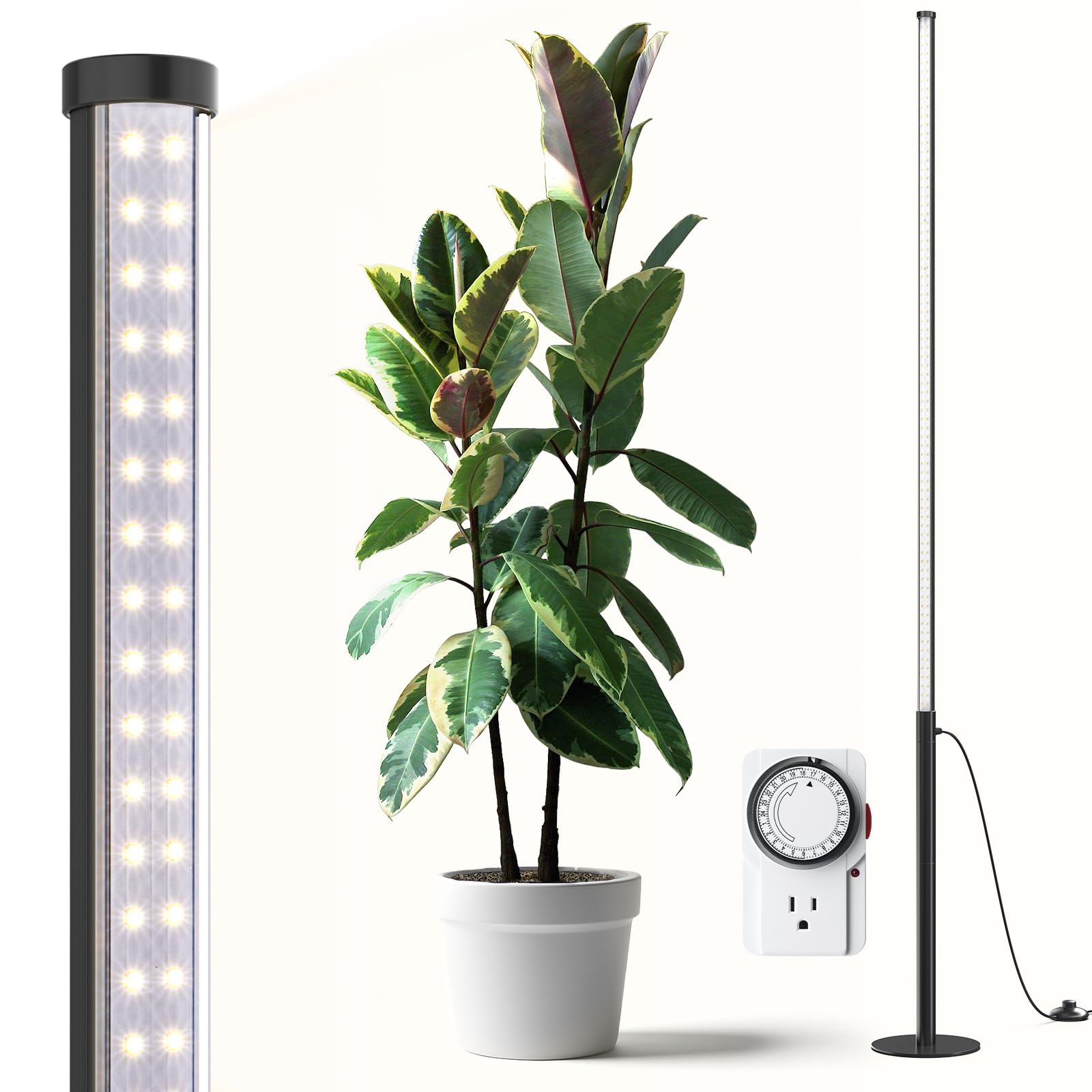 Barrina T10 Pro Standing Grow Light with Timer, 42W, 5000K, Full Spectrum Vertical Tall Grow Lights for Indoor Plants, Wide Coverage, 4FT to 5.6FT Height with Foot Switch, for Flower and Tall Plants