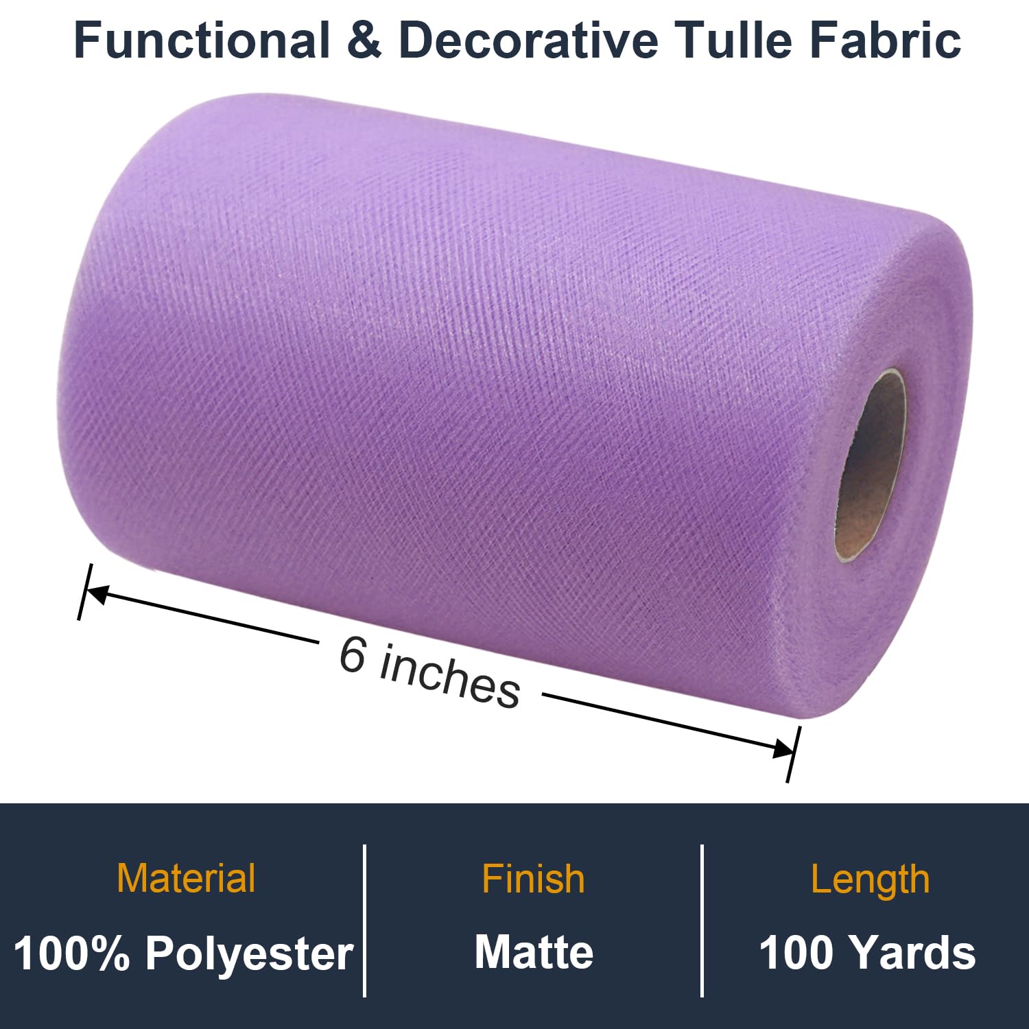 Black Tulle Fabric Roll 6 Inch by 100 Yards (300 ft) Tulle Ribbon Sheer Mesh Netting for DIY Tutu Skirt Gift Wrapping Wedding Baby Shower Birthday Halloween Party Decorations Crafts, 34 Colors (Black)