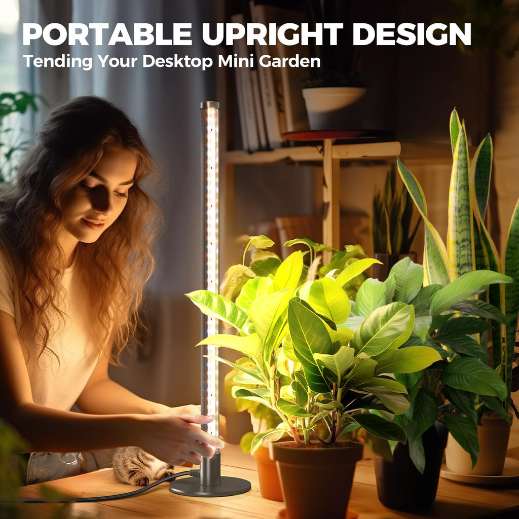 Barrina T1S Standing Grow Light for Indoor Plants with Timer, 65W 5000K High PPFD Tera Series Vertical Full Spectrum Grow Lights Adjustable Height 5FT-5.6FT, Foot Switch, Non-Glare Design, Silver
