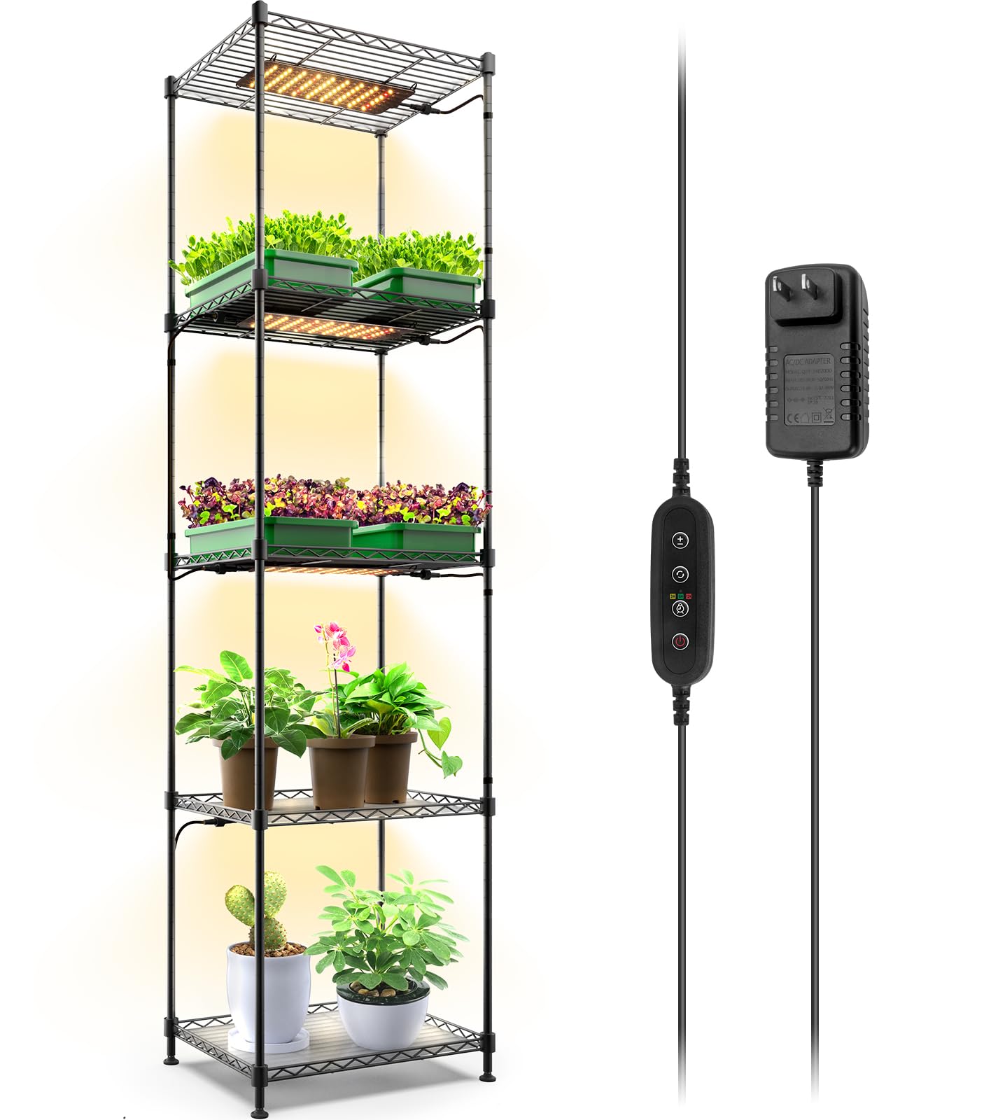 Barrina LH750 Pegboard Indoor Greenhouse with Grow Light, Plant Cabinet with 90W 5000K Full Spectrum Lamps, 3 Adjustable Pegboards, Timer, Wheel, for Foliage Plant, Seedling, 29.5x13.8x67.9IN