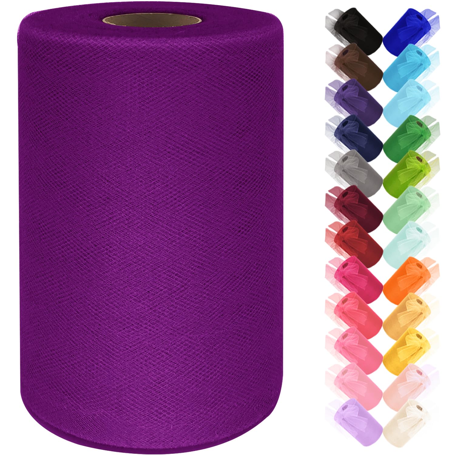 Black Tulle Fabric Roll 6 Inch by 100 Yards (300 ft) Tulle Ribbon Sheer Mesh Netting for DIY Tutu Skirt Gift Wrapping Wedding Baby Shower Birthday Halloween Party Decorations Crafts, 34 Colors (Black)