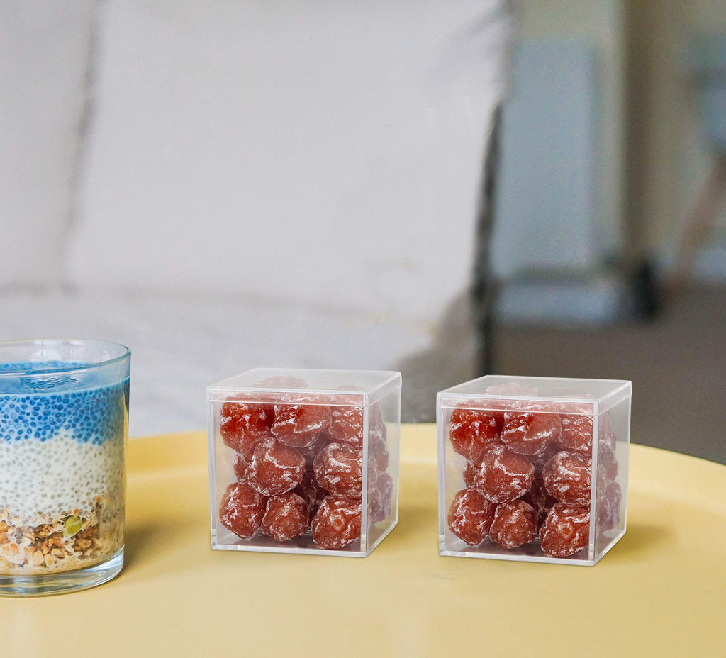 dedoot Small Acrylic Box with Lid 2.2x2.2x1.3 Inch, 4 Pack Suqare Plastic Box Acrylic Storage Cube Boxes Candy Container for Candy, Jewelry Accessories, Tiny Items