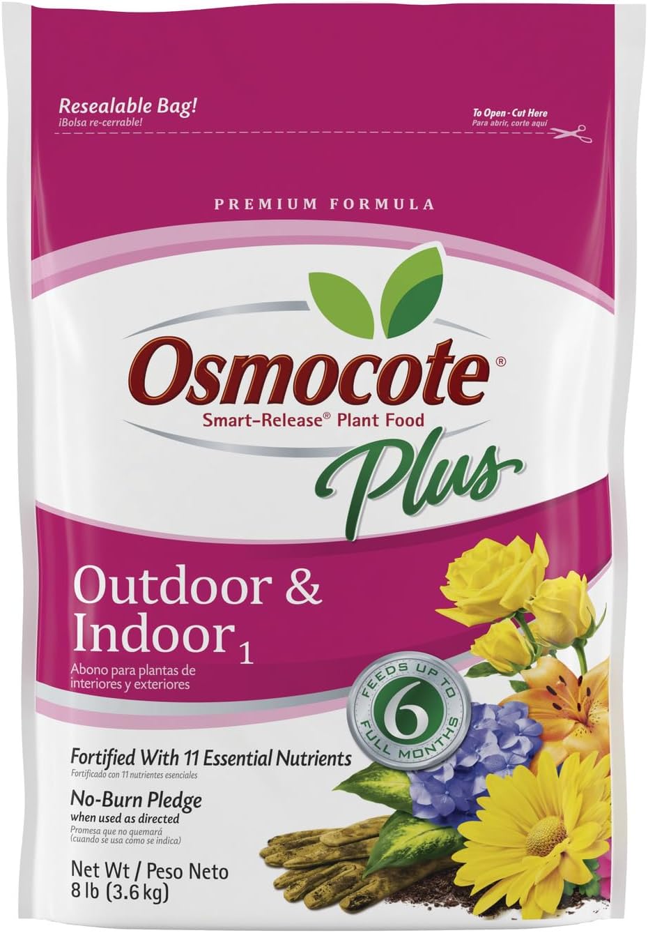 Osmocote Smart-Release Plant Food Plus Outdoor & Indoor1 - Granular, Continuous Release Plant Fertilizer with 11 Essential Nutrients, 2 lbs.