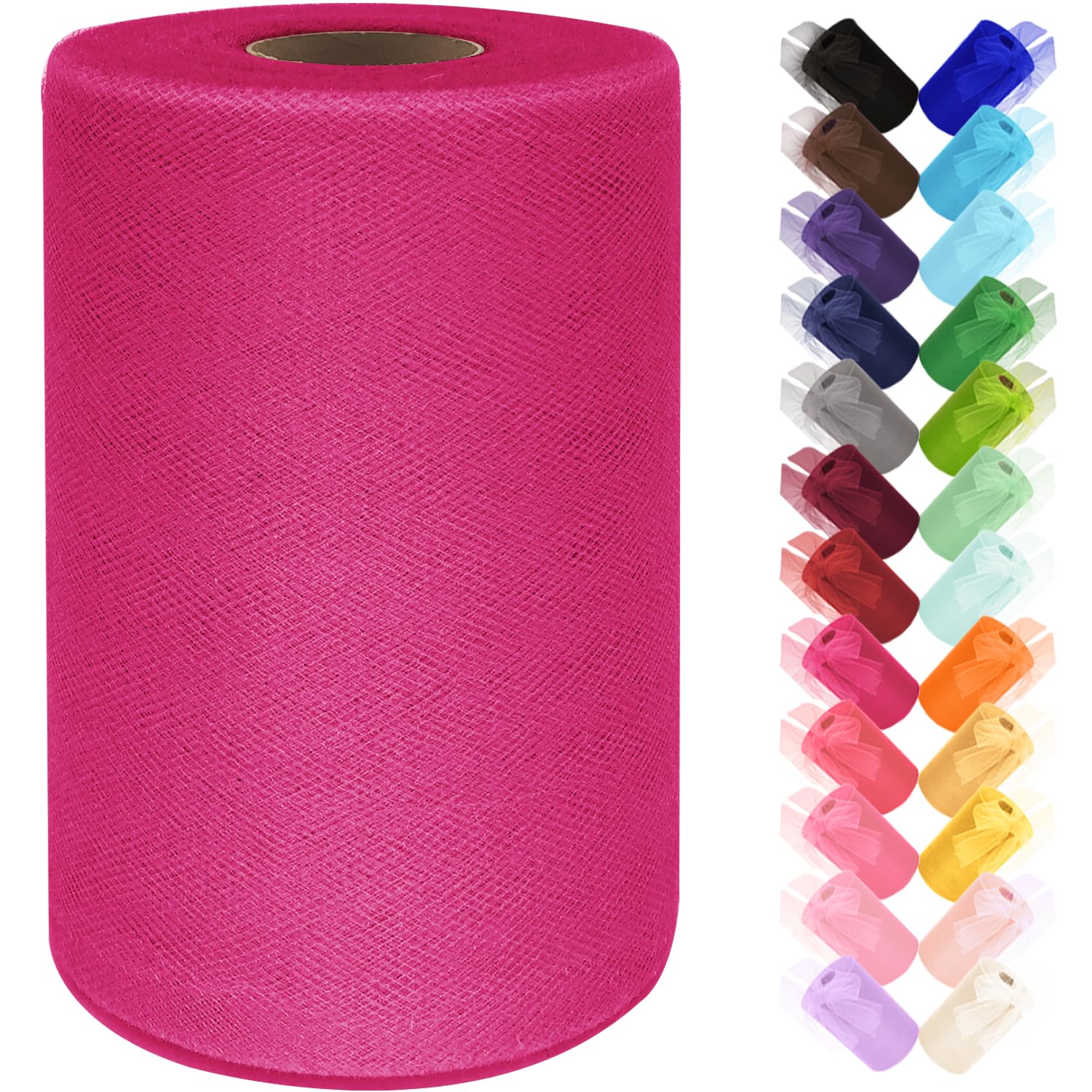 Black Tulle Fabric Roll 6 Inch by 100 Yards (300 ft) Tulle Ribbon Sheer Mesh Netting for DIY Tutu Skirt Gift Wrapping Wedding Baby Shower Birthday Halloween Party Decorations Crafts, 34 Colors (Black)