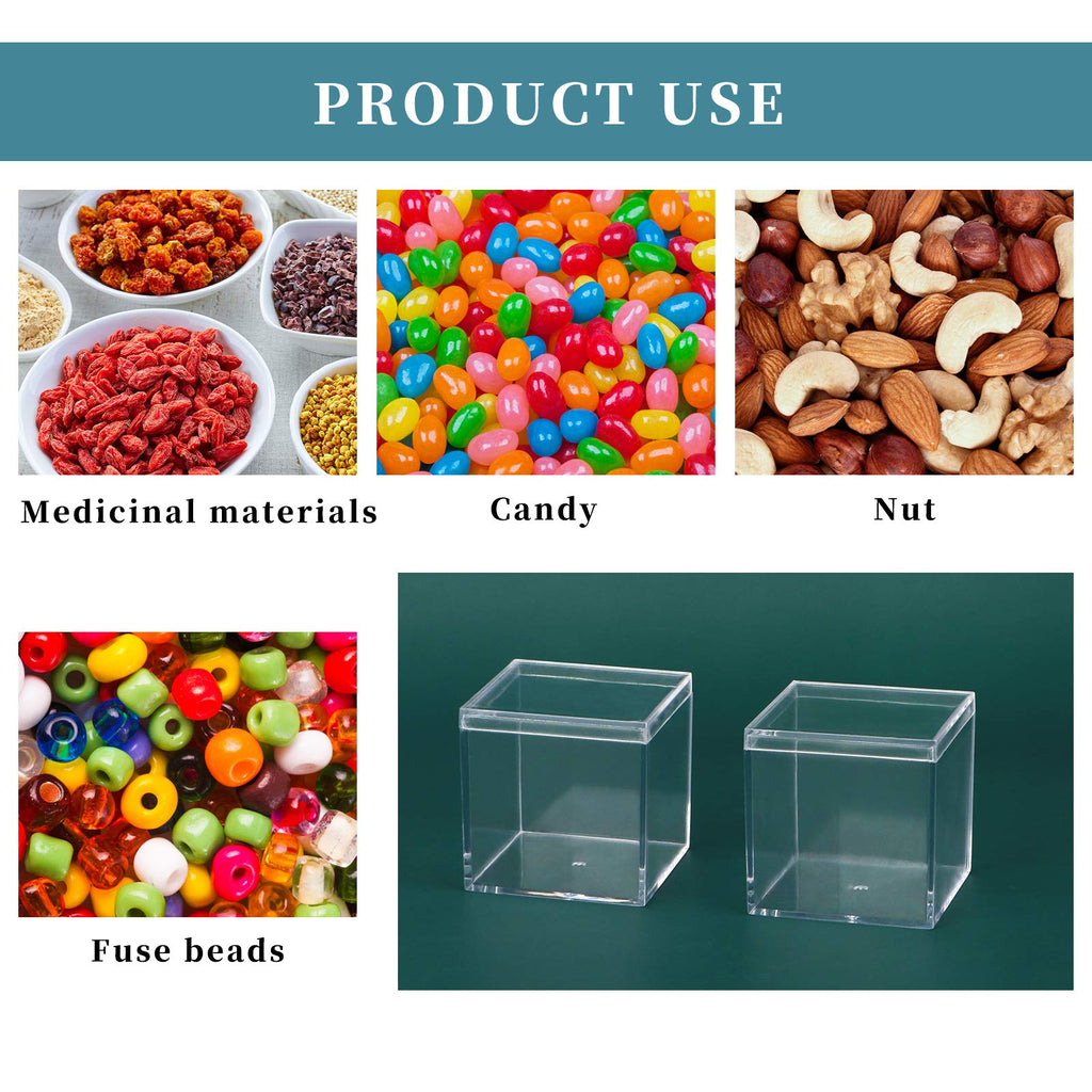 dedoot Small Acrylic Box with Lid 2.2x2.2x1.3 Inch, 4 Pack Suqare Plastic Box Acrylic Storage Cube Boxes Candy Container for Candy, Jewelry Accessories, Tiny Items