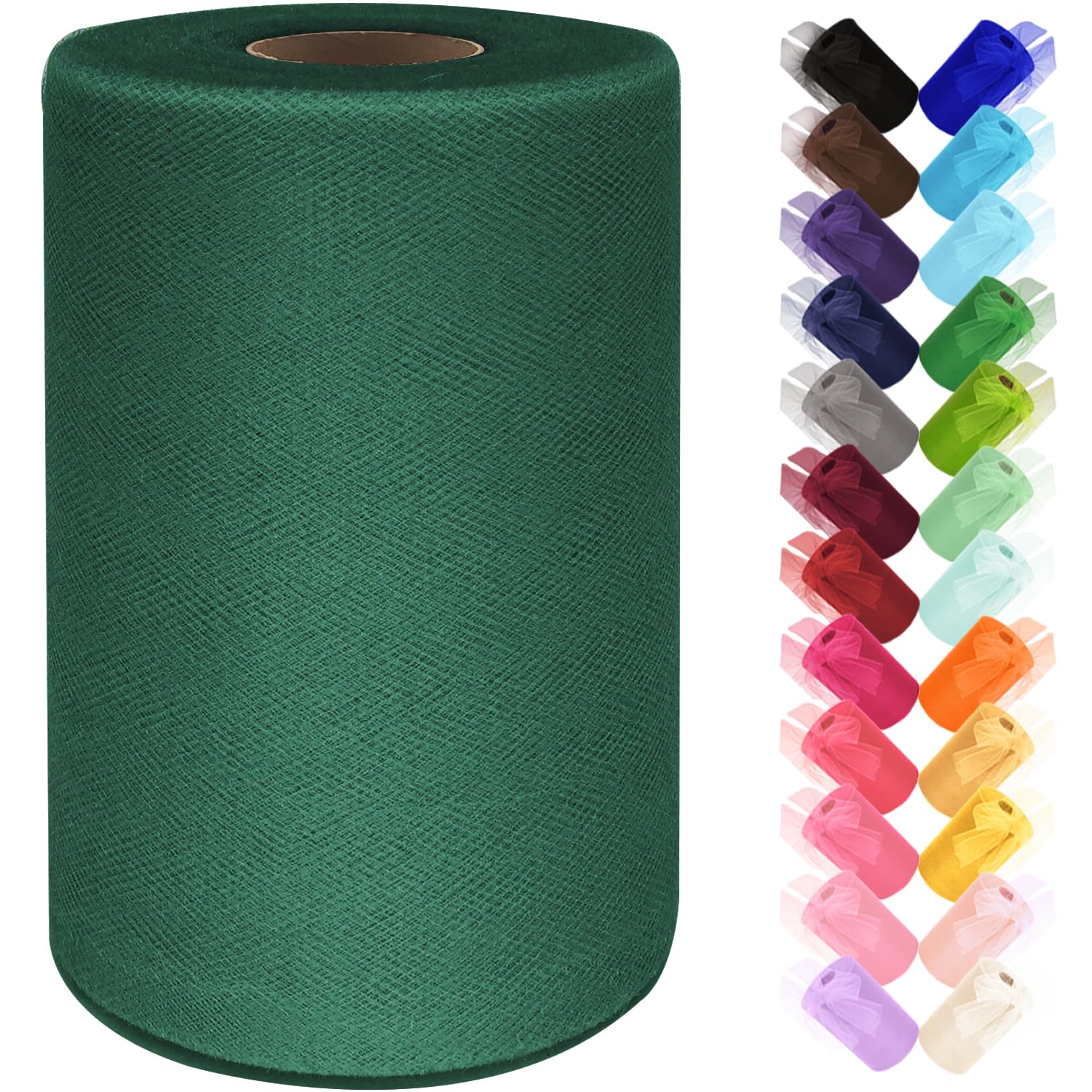 Black Tulle Fabric Roll 6 Inch by 100 Yards (300 ft) Tulle Ribbon Sheer Mesh Netting for DIY Tutu Skirt Gift Wrapping Wedding Baby Shower Birthday Halloween Party Decorations Crafts, 34 Colors (Black)