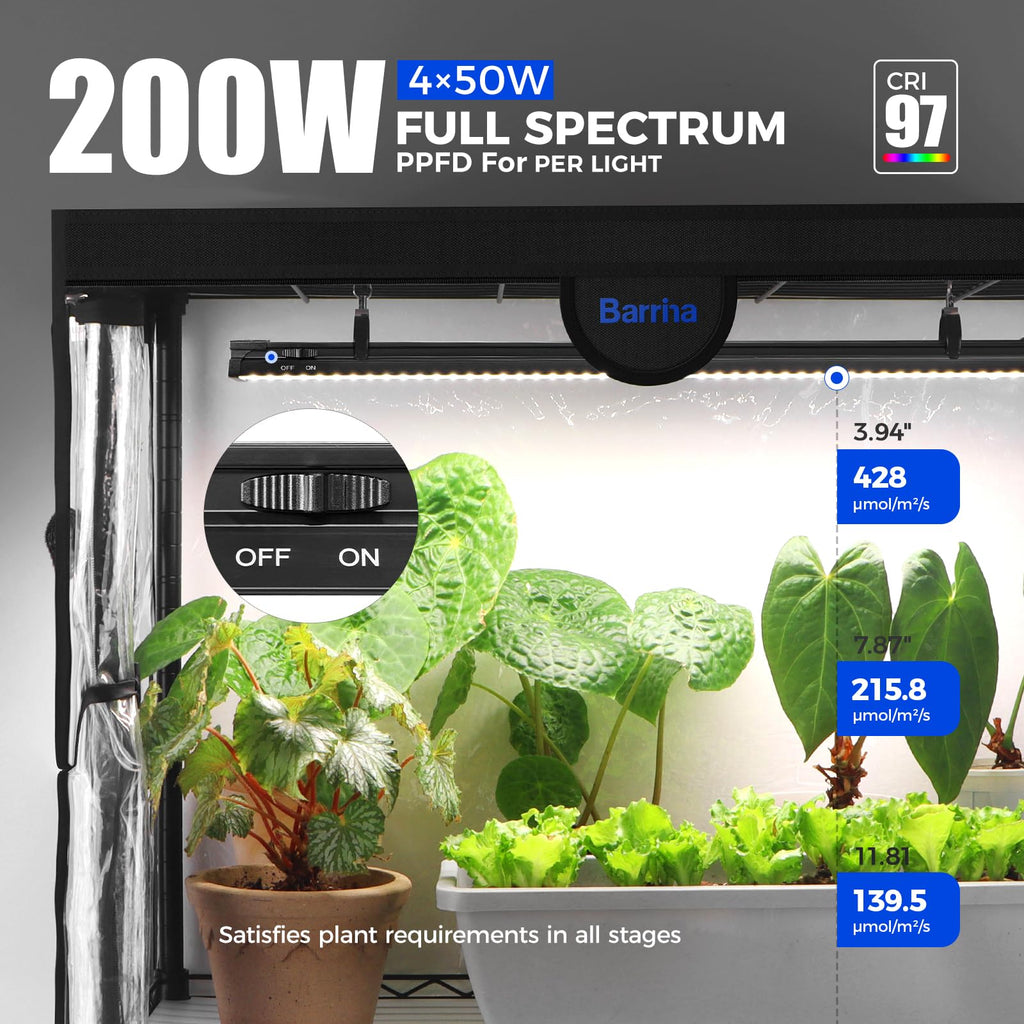 Barrina LP1200 Indoor Greenhouse with Grow Light, 4 Tier Stand with Tent