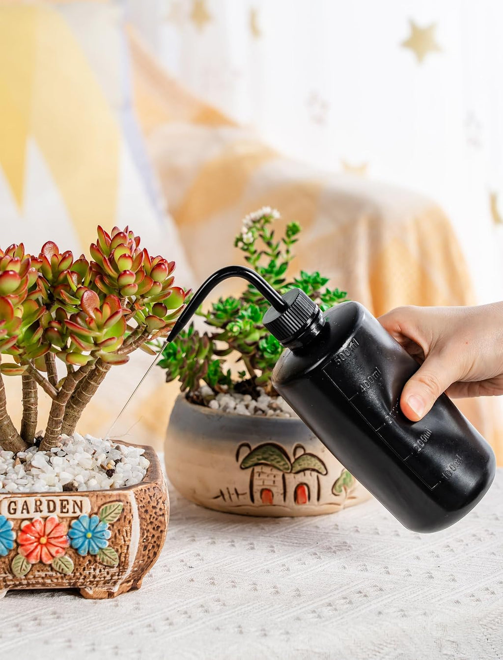 Melphoe Tattoo Wash Bottle Squeeze, 2Pcs 250ml Water Squirt Bottle Succulent Watering, Safety Rinse Watering Tools, Tattoo Supplies, Irrigation Sprinkling Can Wash Plant (Black)