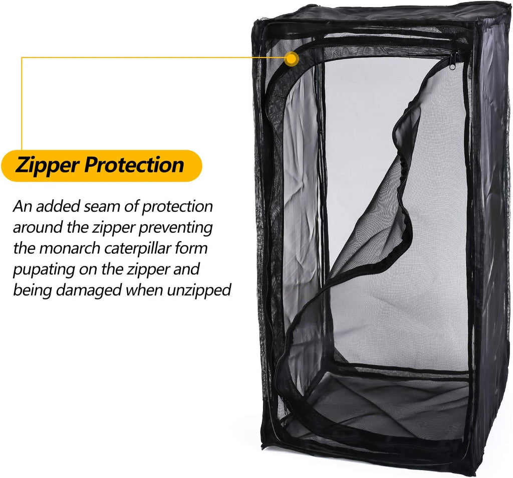 30" Heavy Duty Monarch Butterfly Habitat, Outdoor Collapsible Insect Mesh Cage Terrarium Pop-up with Zipper Protection and Unzip Bottom