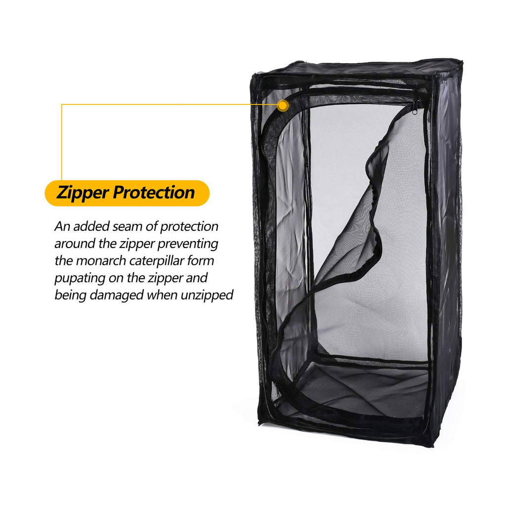 30" Heavy Duty Monarch Butterfly Habitat, Outdoor Collapsible Insect Mesh Cage Terrarium Pop-up with Zipper Protection and Unzip Bottom
