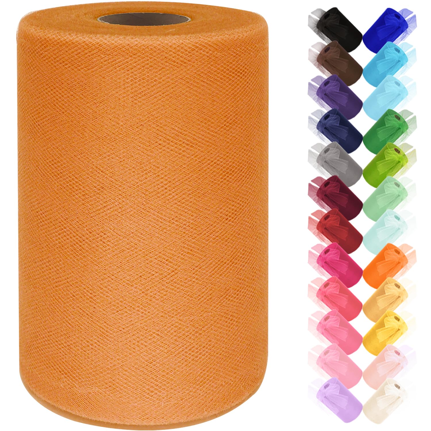 Black Tulle Fabric Roll 6 Inch by 100 Yards (300 ft) Tulle Ribbon Sheer Mesh Netting for DIY Tutu Skirt Gift Wrapping Wedding Baby Shower Birthday Halloween Party Decorations Crafts, 34 Colors (Black)